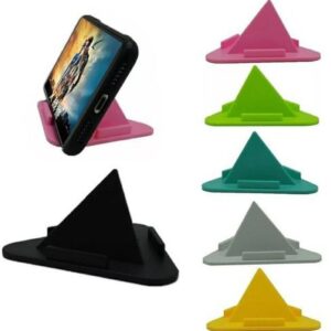 The Portable Three-Sided Triangle Mobile Stand is a universal phone holder designed in a unique pyramid shape (Pack of 6)